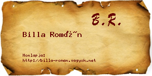 Billa Román névjegykártya